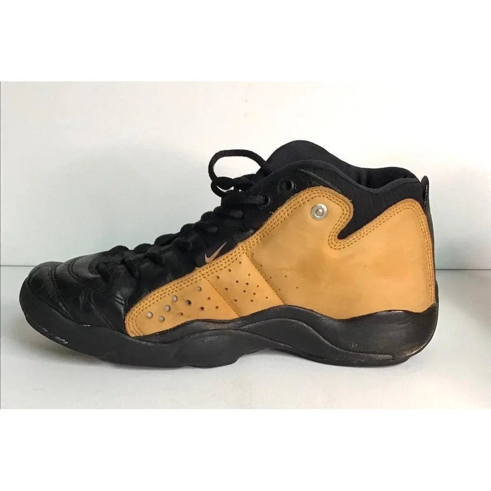 Nike Air Team Dime Mens Basketball Shoes Size 9M Black Tan Mid Top Vintage Retro
